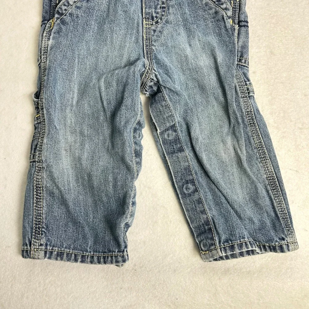 Vintage Style OshKosh Bgosh Kids 12M Blue Denim Carpenter Snap Inseam Overalls‎